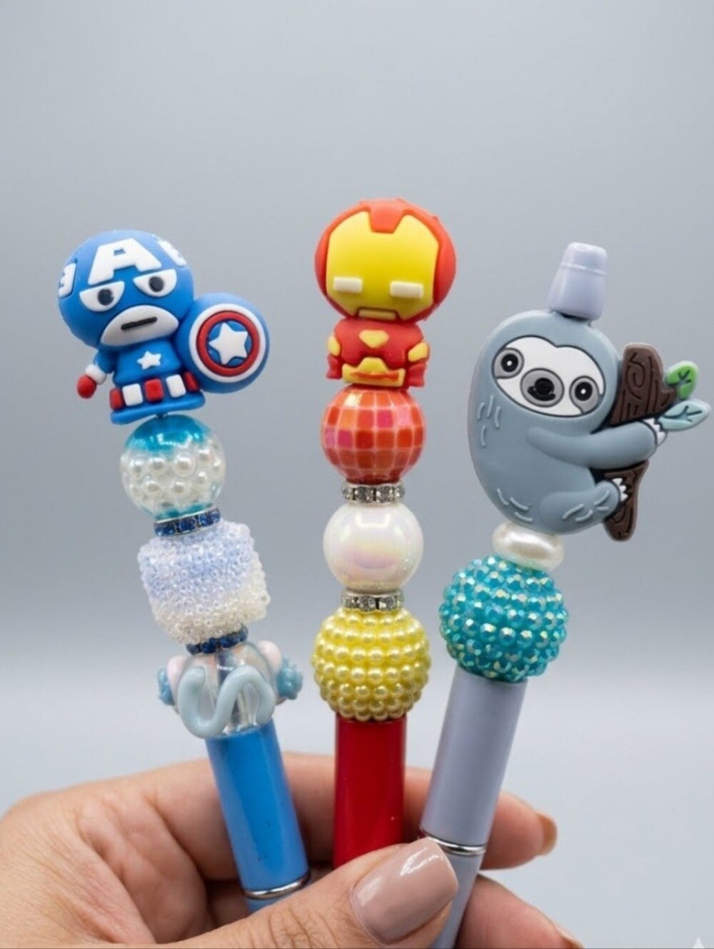 Set of 3 Handmade Pens | Marvel and Sloth Collectible Pens.